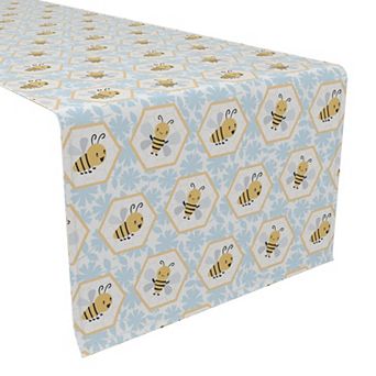 Table Runner, 100% Polyester, 12x72", Cartoon Honeycomb Bees