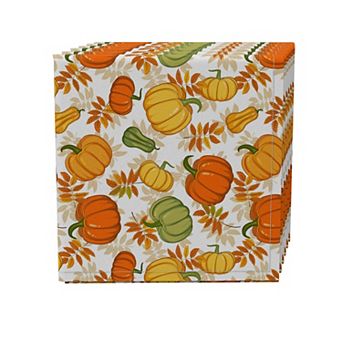 Napkin Set of 4, 100% Cotton, 20x20", Bold Autumn Pumpkins