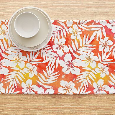 Table Runner, 100% Cotton, 16x90", Hibiscus Island Style