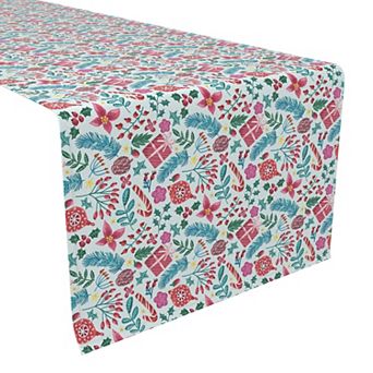 Table Runner, 100% Polyester, 14x108", Christmas Candy Cane Celebration