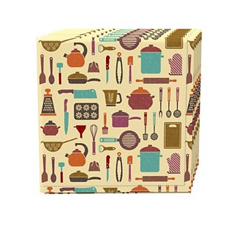 Napkin Set, 100% Polyester, Set of 4, 18x18", Retro in the Kitchen