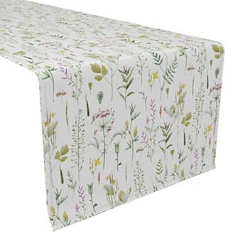 Table Runner, 100% Cotton, 16x108", Botanical Stripe