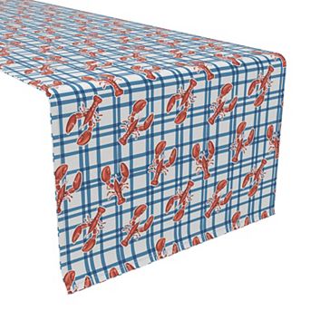 Table Runner, 100% Cotton, 16x72", Lobster Picnic Check