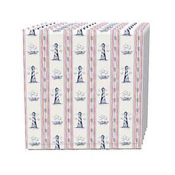 Napkin Set, 100% Polyester, Set of 4, 18x18", Lighthouse Stripe