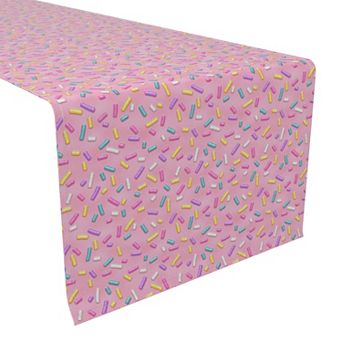 Table Runner, 100% Polyester, 12x72", Rainbow Sprinkles Pink