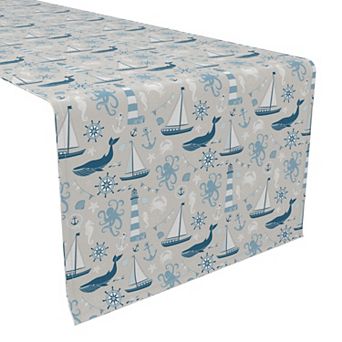 Table Runner, 100% Cotton, 16x108", Elements of the Sea