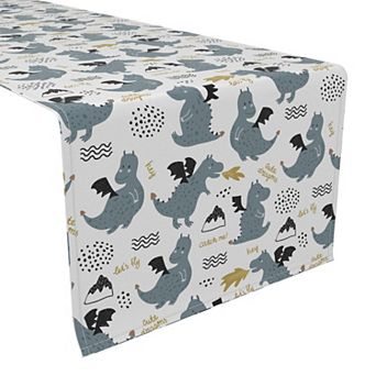 Table Runner, 100% Cotton, 16x108", Dragons Design