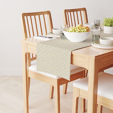 Table Runner, 100% Cotton, 16x72", Geometric Golden Design