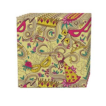 Napkin Set, 100% Polyester, Set of 4, 18x18", Purim Party