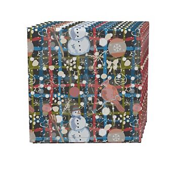 Napkin Set, 100% Polyester, Set of 4, 18x18", Christmas Weave Love