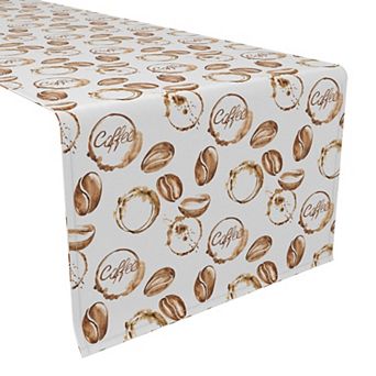 Table Runner, 100% Cotton, 16x108", Coffee Shop Print