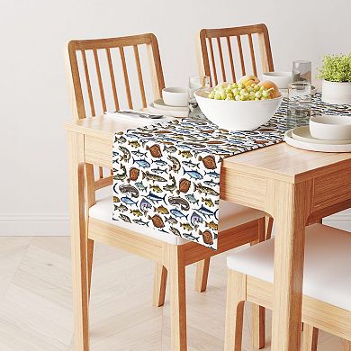Table Runner, 100% Cotton, 16x90", Fresh Catch