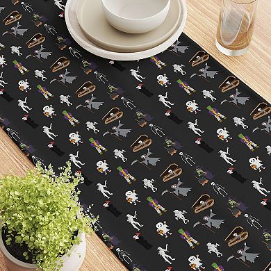 Table Runner, 100% Polyester, 14x108", Halloween Usual Characters