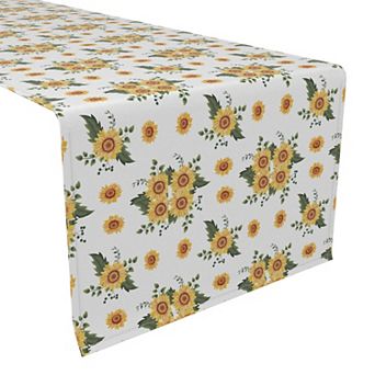 Table Runner, 100% Cotton, 16x72", Sunflower Style