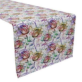 Table Runner, 100% Cotton, 16x108", Floral 195