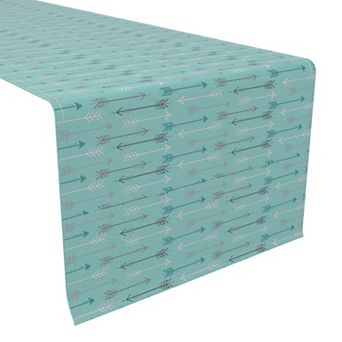 Table Runner, 100% Polyester, 12x72", Arrows on Teal Background