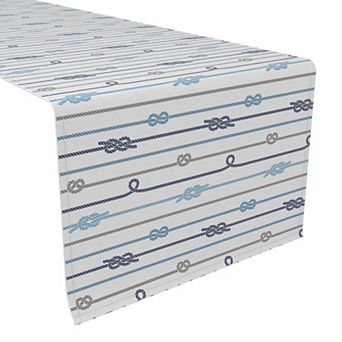 Table Runner, 100% Polyester, 12x72", Nautical Rope Knot Stripe