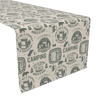 Table Runner, 100% Cotton, 16x108", Camping Adventure