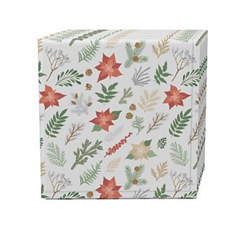 Napkin Set, 100% Polyester, Set of 4, 18x18", Christmas Plants & Flowers