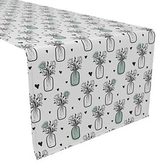 Table Runner, 100% Polyester, 12x72", Bouquets in Jars