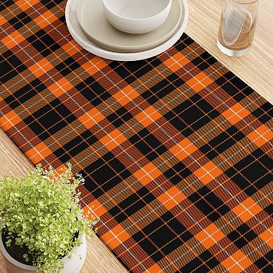 Table Runner, 100% Cotton, 16x108", Halloween Plaid