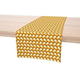 Table Runner, 100% Polyester, 14x108", Gold Shine Basketwork
