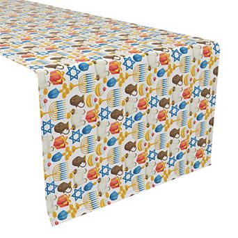 Table Runner, 100% Polyester, 14x108", Menorah Memories