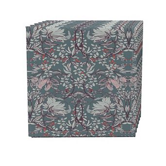 Napkin Set of 4, 100% Cotton, 20x20", Floral 59