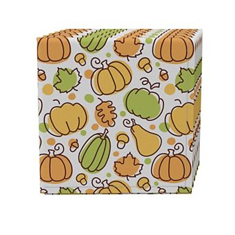 Napkin Set of 4, 100% Cotton, 20x20", Fall Foliage and Dots