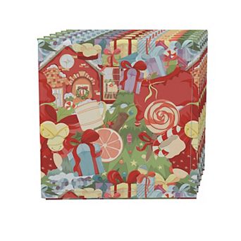 Napkin Set, 100% Polyester, Set of 4, 18x18", Merry Christmas Wonderland