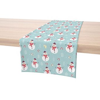 Table Runner, 100% Cotton, 16x72", Holly Jolly Snowmen