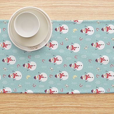 Table Runner, 100% Cotton, 16x72", Holly Jolly Snowmen