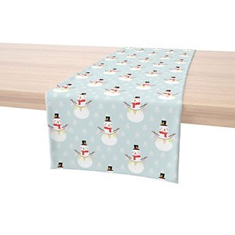 Table Runner, 100% Cotton, 16x90", Holiday Snowmen and Polar Bears