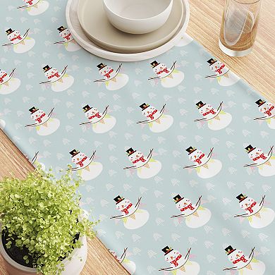 Table Runner, 100% Cotton, 16x90", Holiday Snowmen and Polar Bears