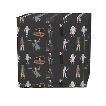 Napkin Set, 100% Polyester, Set of 4, 18x18", Halloween Usual Characters