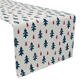 Table Runner, 100% Cotton, 16x108", Rustic Fir Tree Stamps