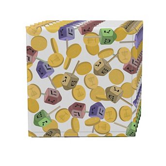 Napkin Set, 100% Polyester, Set of 4, 18x18", Spin and Win Dreidel Fun