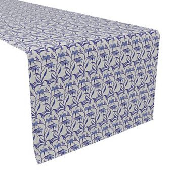 Table Runner, 100% Polyester, 12x72", Lilies in Blue Hues