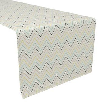 Table Runner, 100% Cotton, 16x72", Chevron Wave
