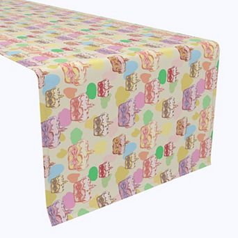 Table Runner, 100% Polyester, 12x72", Happy Easter Retro Cake