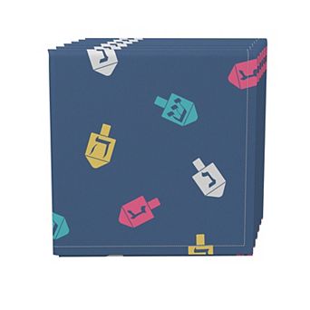 Napkin Set, 100% Polyester, Set of 4, 18x18", Simple Dreidel Toss