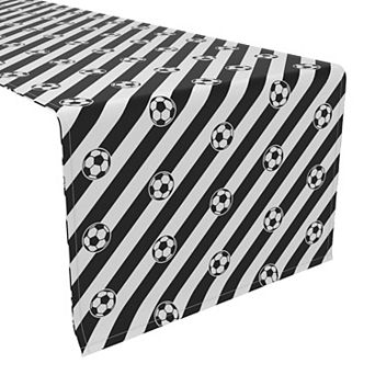 Table Runner, 100% Cotton, 16x72", Soccer Ball Stripe
