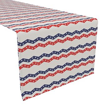 Table Runner, 100% Cotton, 16x90", Patriotic Chevron