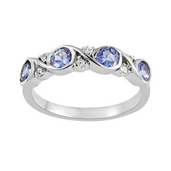 Sterling Silver Tanzanite & White Zircon Ring