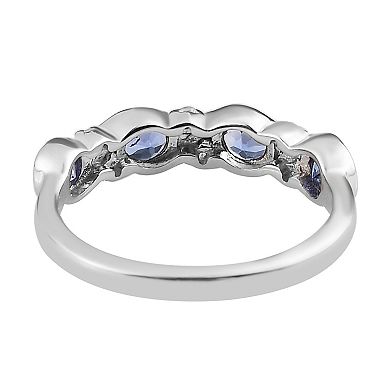 Sterling Silver Tanzanite & White Zircon Ring