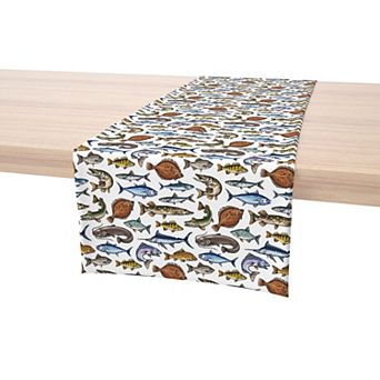 Table Runner, 100% Polyester, 14x108", Fresh Catch