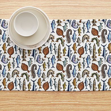 Table Runner, 100% Polyester, 14x108", Fresh Catch