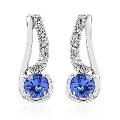Sterling Silver Tanzanite White Topaz Earrings