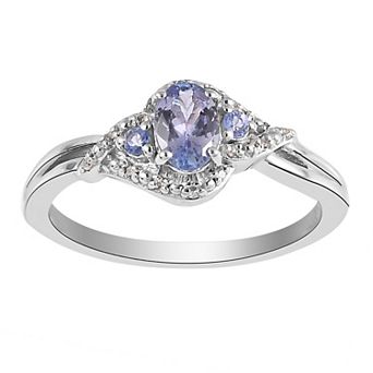 Sterling Silver Tanzanite & White Topaz Ring