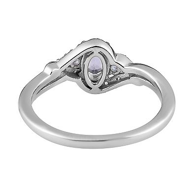 Sterling Silver Tanzanite & White Topaz Ring